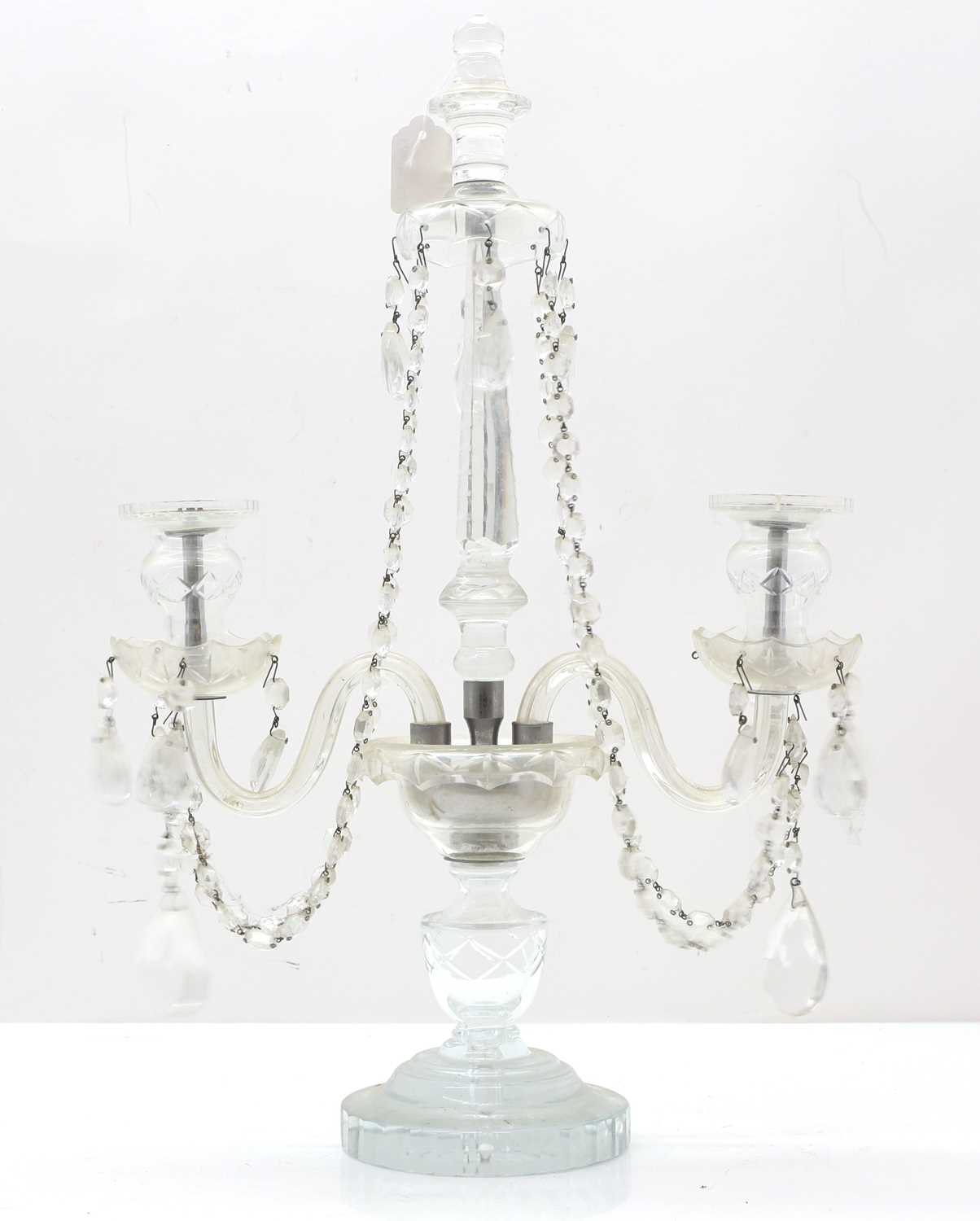 Lot 149 - A cut glass candelabra
