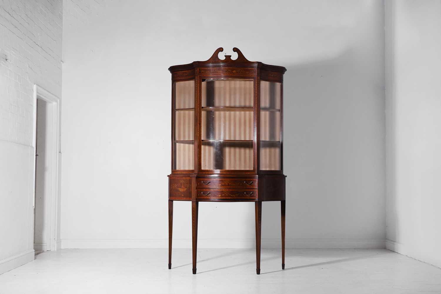 Lot 326 - A George III-style mahogany and satinwood marquetry display cabinet by Edwards & Roberts