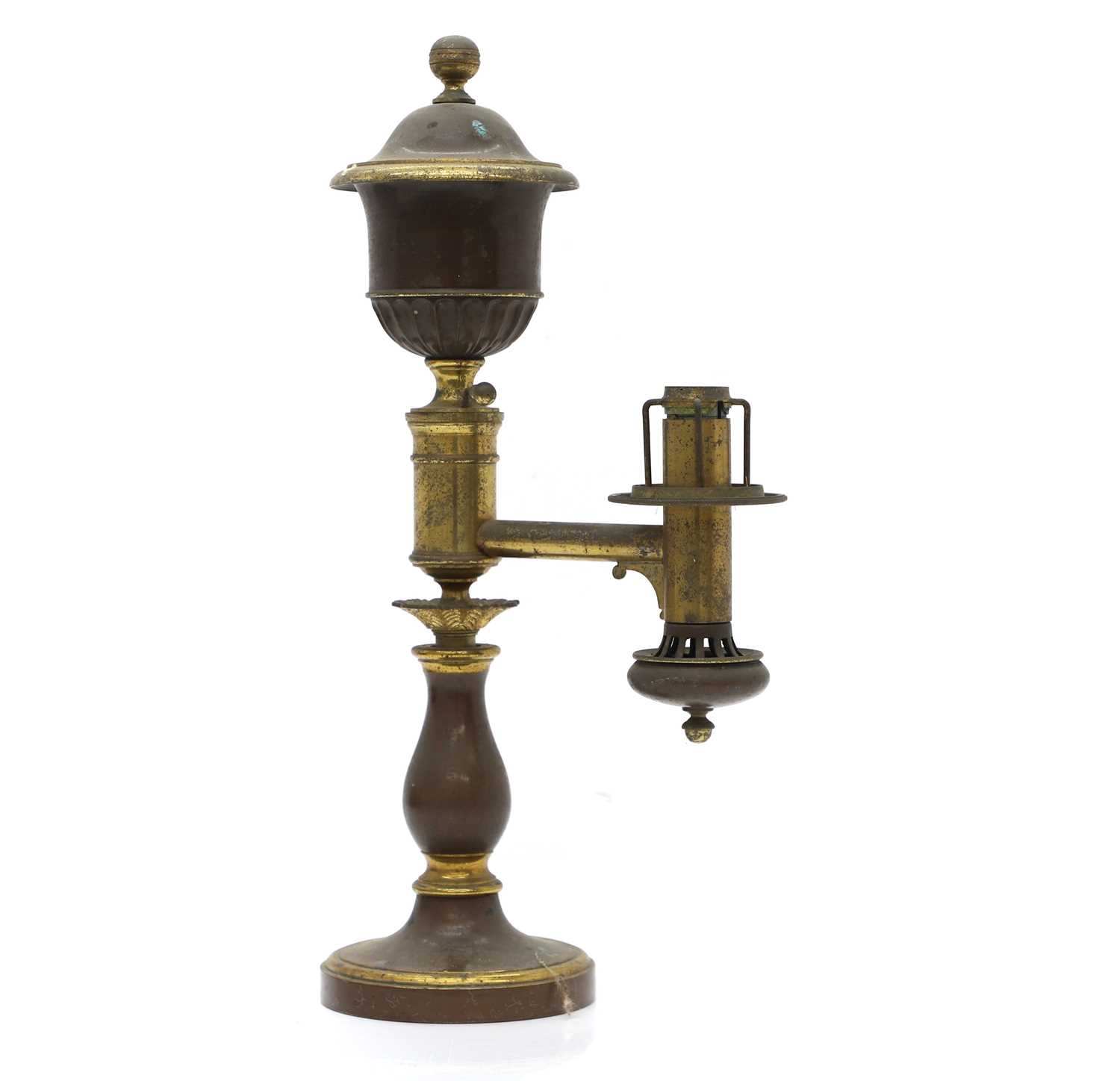 Lot 145 - A brass colza style oil lamp