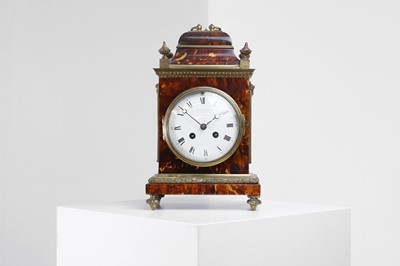 Lot 350 - A gilt-brass and tortoiseshell mantel clock by Andrew Barrett & Sons