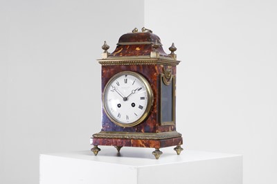Lot 350 - A gilt-brass and tortoiseshell mantel clock by Andrew Barrett & Sons