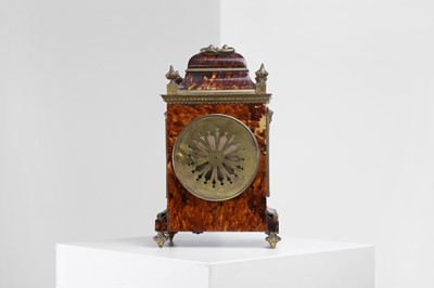 Lot 350 - A gilt-brass and tortoiseshell mantel clock by Andrew Barrett & Sons