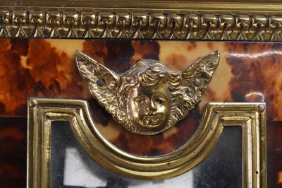 Lot 350 - A gilt-brass and tortoiseshell mantel clock by Andrew Barrett & Sons