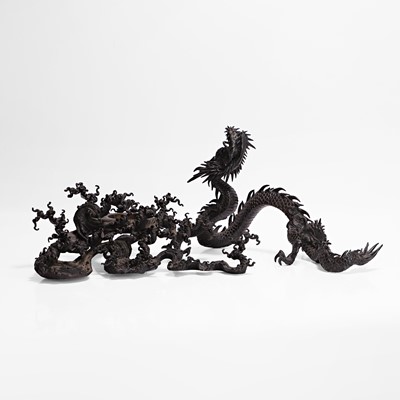 Lot 245 - A Japanese bronze three-clawed dragon