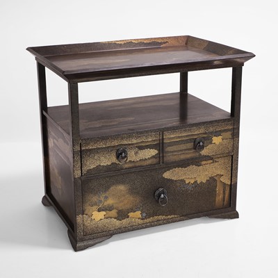 Lot 281 - A small Japanese gold lacquer shodana