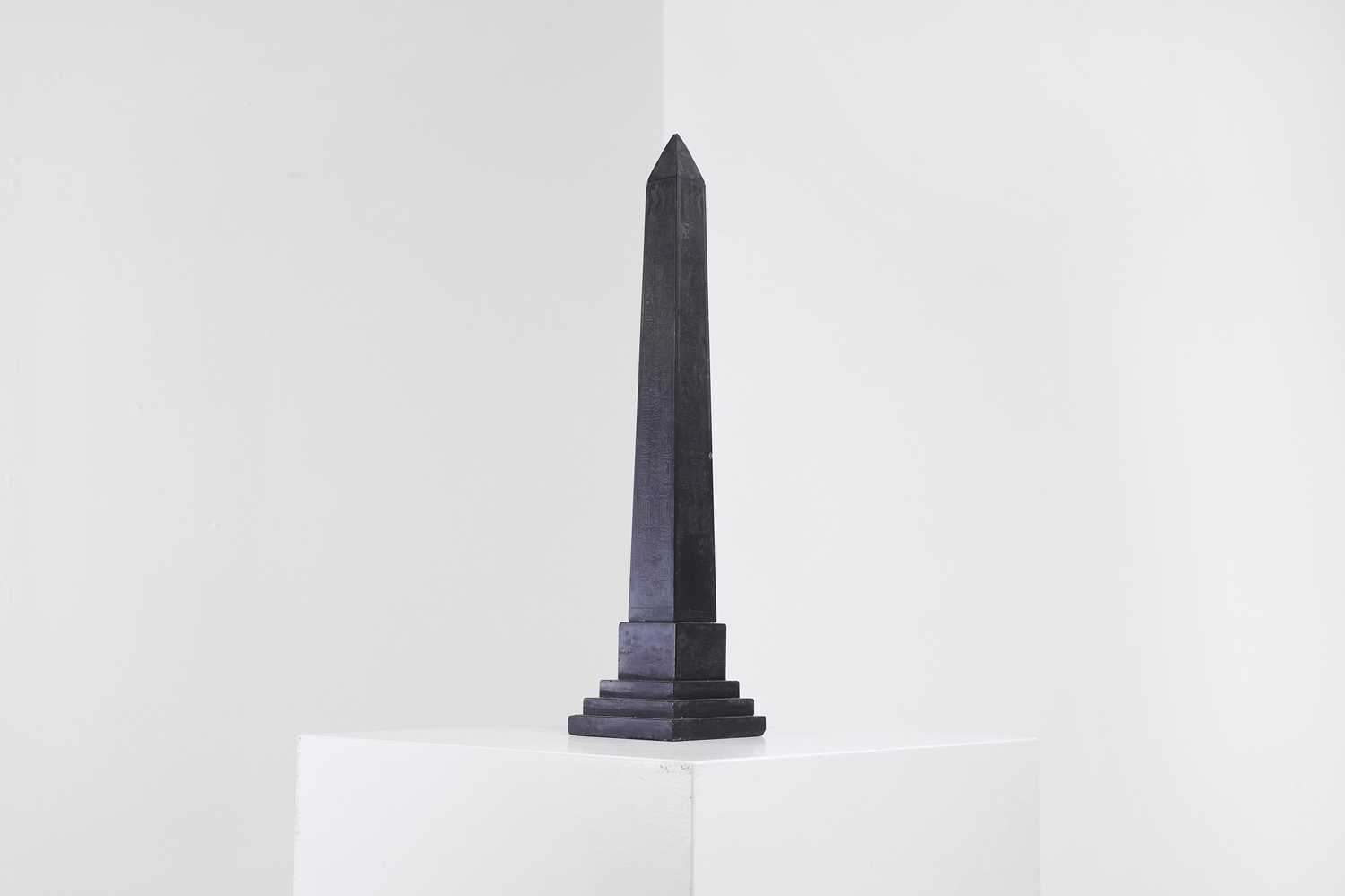 Lot 307 - A large grand tour black stone model of Cleopatra's Needle