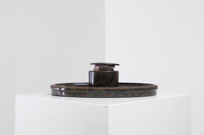 Lot 420 - A large serpentine and gilt-metal-mounted inkstand