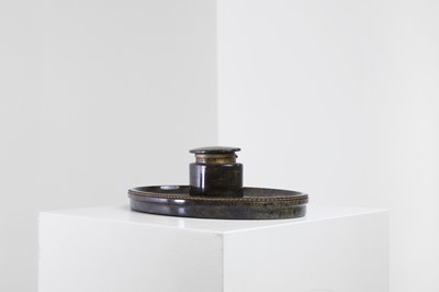 Lot 420 - A large serpentine and gilt-metal-mounted inkstand