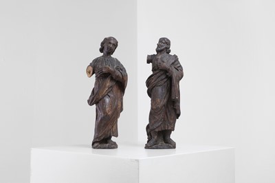 Lot 395 - A pair of baroque carved limewood figures