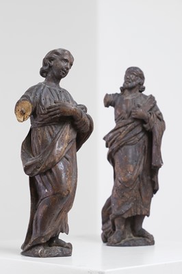 Lot 395 - A pair of baroque carved limewood figures