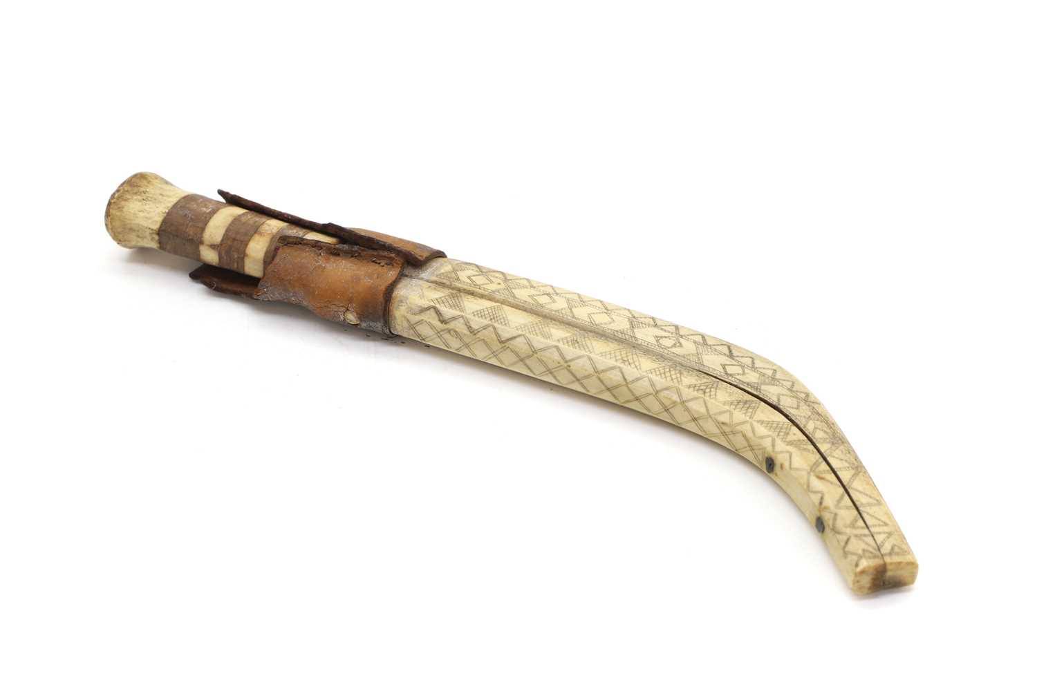 Lot 143 - An Arctic-region carved antler Sami knife
