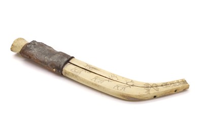Lot 143 - An Arctic-region carved antler Sami knife