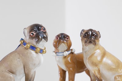 Lot 333 - A painted porcelain pug dog by Meissen