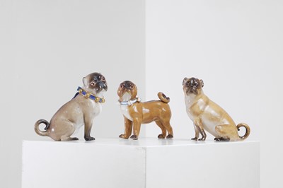 Lot 333 - A painted porcelain pug dog by Meissen