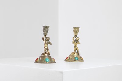 Lot 314 - Two ormolu candlesticks