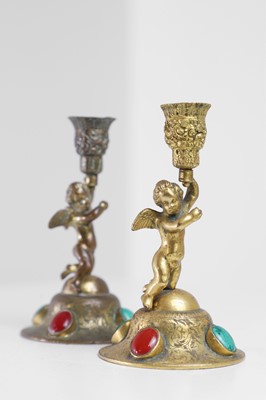 Lot 314 - Two ormolu candlesticks