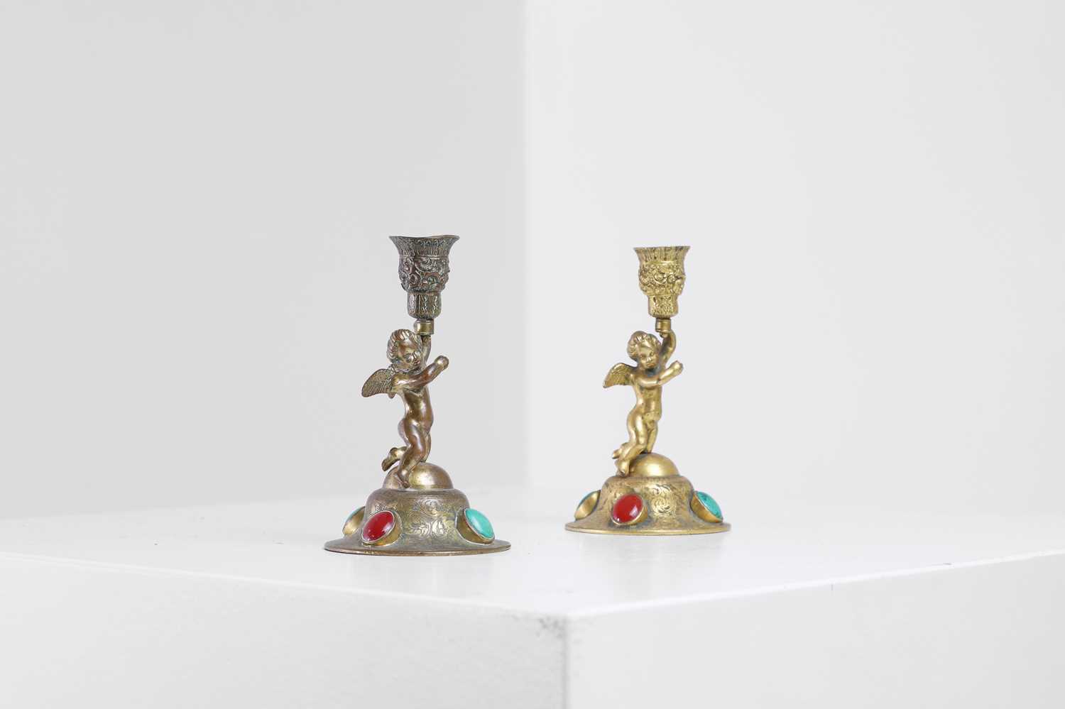 Lot 314 - Two ormolu candlesticks