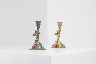 Lot 314 - Two ormolu candlesticks