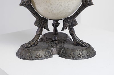 Lot 371 - A metal-mounted ostrich-egg box and cover