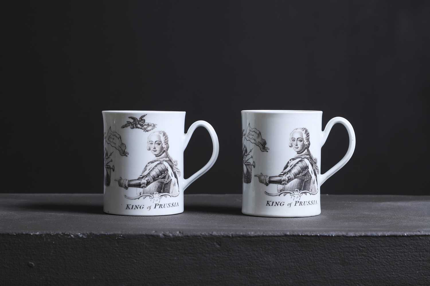 Lot 332 - Two Worcester King of Prussia mugs
