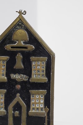 Lot 408 - A folk art steel and brass money box