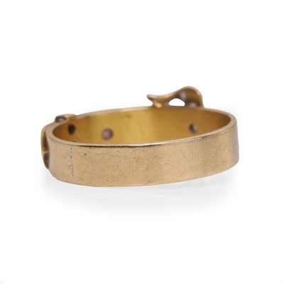 Lot 17 - A Victorian 15ct gold ruby and diamond buckle ring