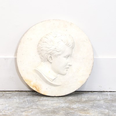 Lot 302 - A white marble portrait plaque