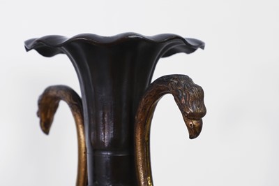 Lot 360 - A pair of bronze and ormolu urn vases