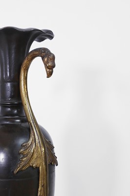 Lot 360 - A pair of bronze and ormolu urn vases