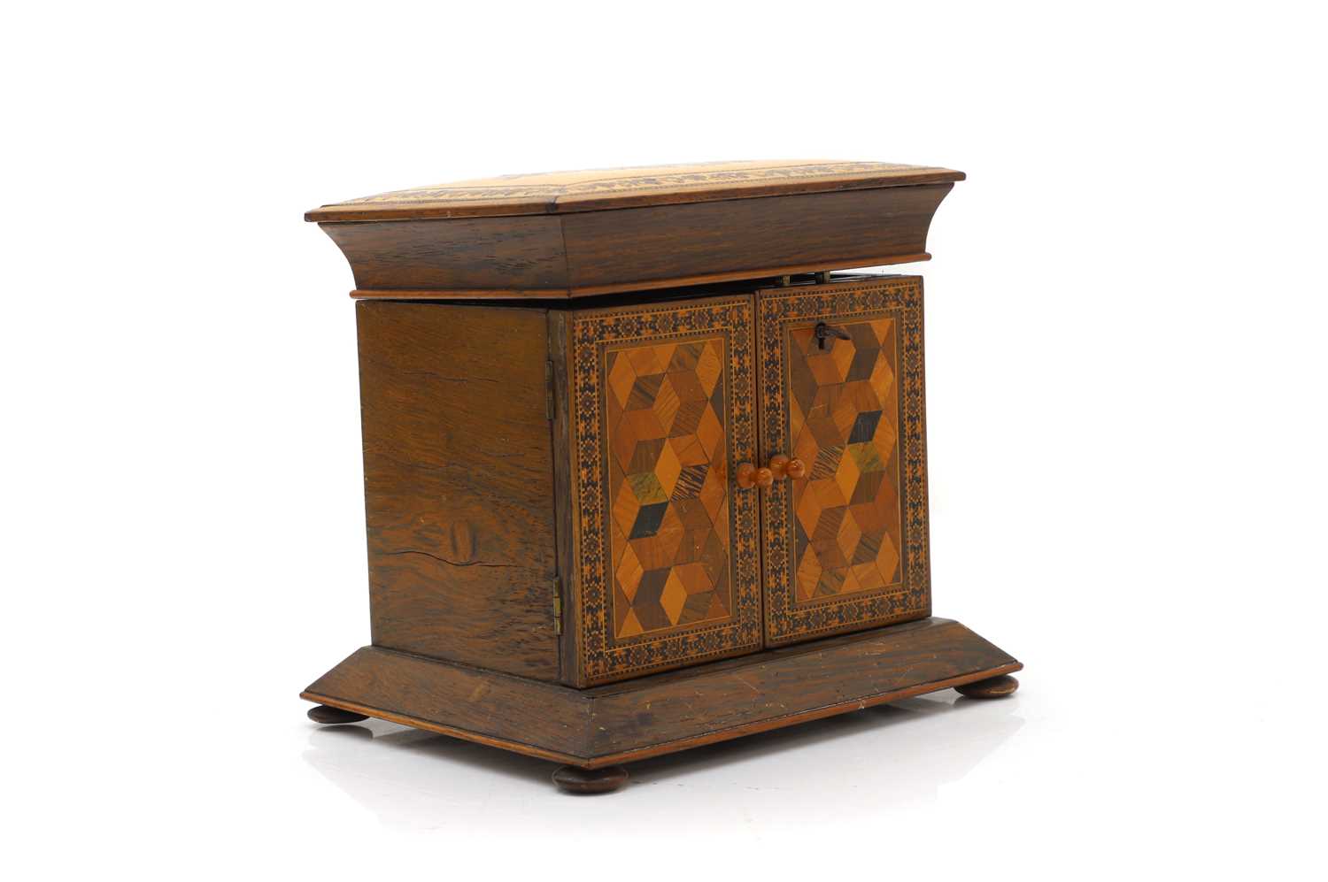 Lot 127 - A Tunbridge ware jewellery cabinet