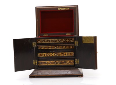 Lot 127 - A Tunbridge ware jewellery cabinet