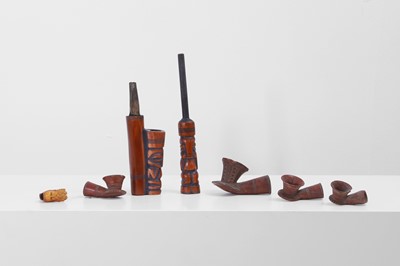 Lot 435 - A Bamum stained bone tobacco pipe