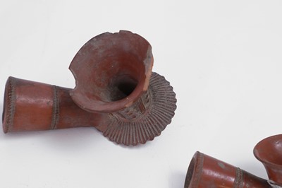 Lot 435 - A Bamum stained bone tobacco pipe