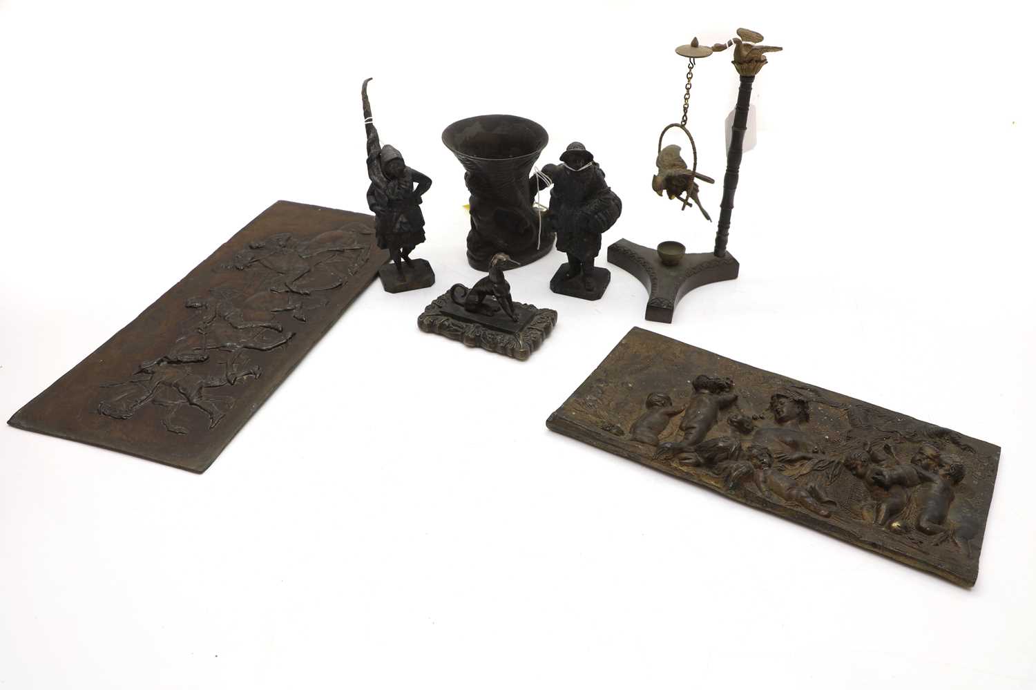 Lot 90 - A group of seven fire damaged bronze items