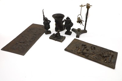 Lot 90 - A group of seven fire damaged bronze items