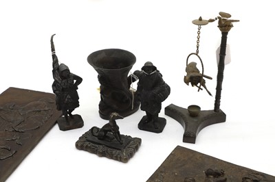 Lot 90 - A group of seven fire damaged bronze items