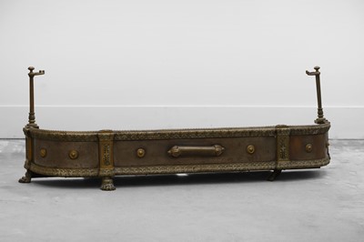 Lot 159 - A steel and brass fire kerb
