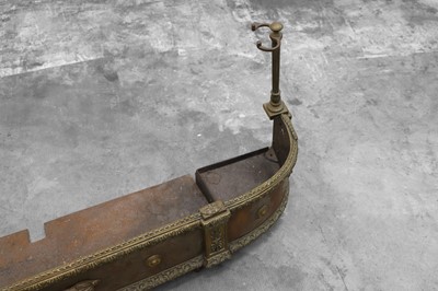 Lot 159 - A steel and brass fire kerb