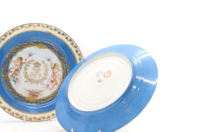 Lot 73 - A pair of Sevres 'Chateau des Tuileries' porcelain plates