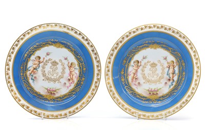 Lot 73 - A pair of Sevres 'Chateau des Tuileries' porcelain plates