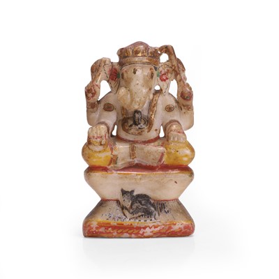 Lot 43 - An Indian polychrome painted alabaster figure of Ganesh