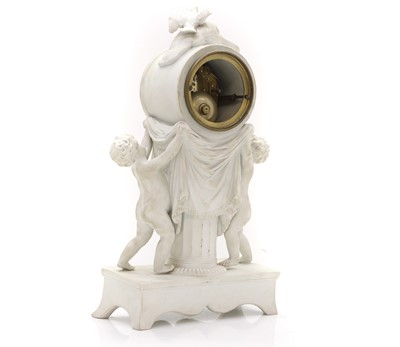 Lot 87 - A bisque porcelain mantel clock