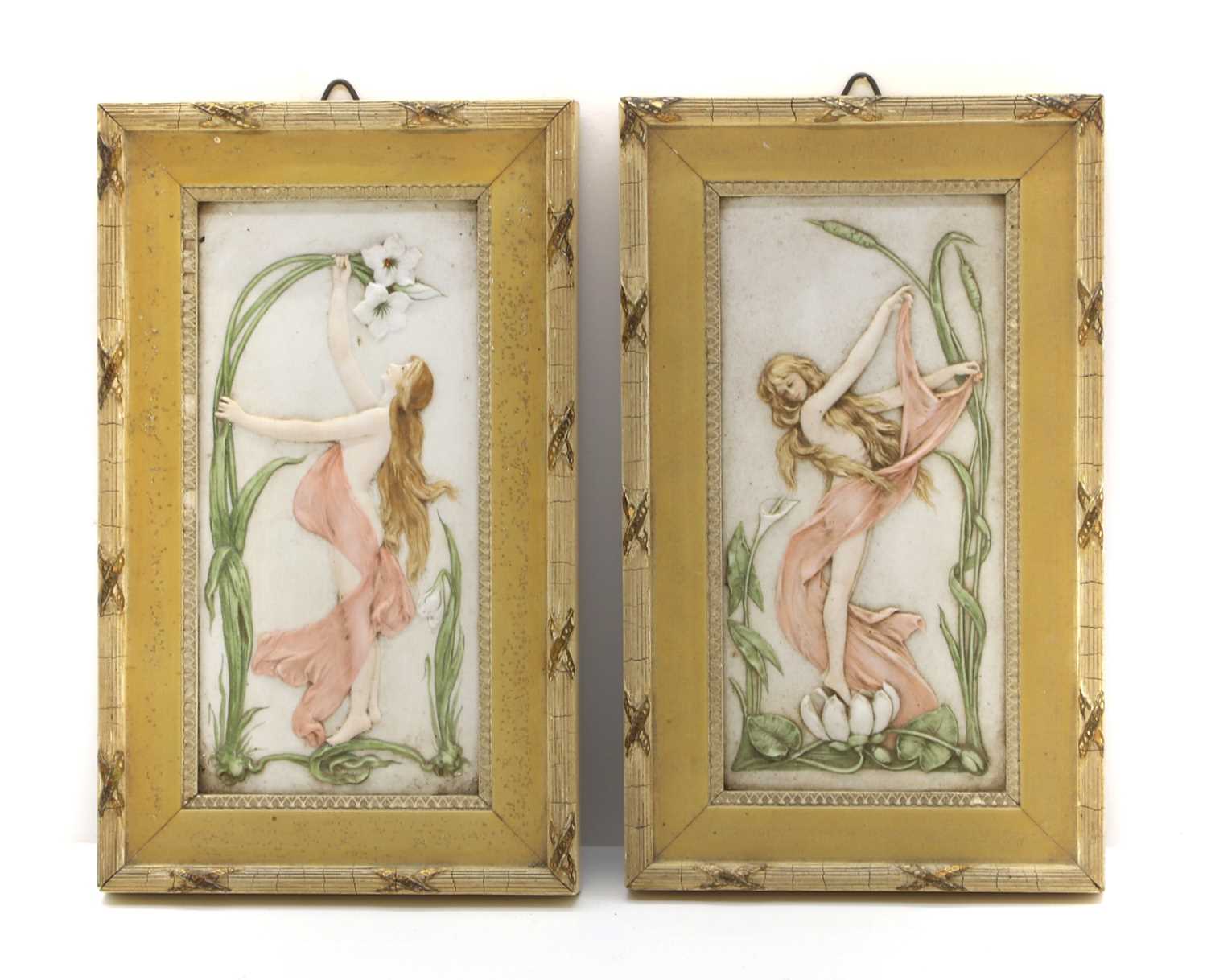 Lot 58 - A pair of Art Nouveau porcelain plaques