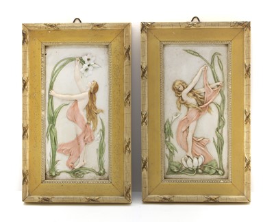 Lot 58 - A pair of Art Nouveau porcelain plaques