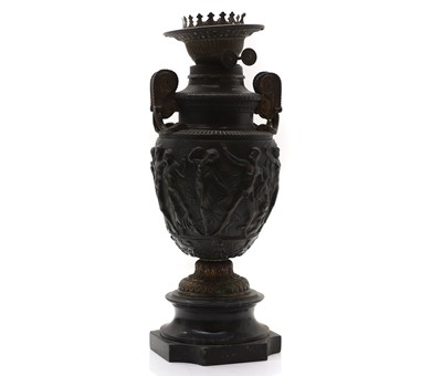 Lot 91 - A neoclassical bronze urn oil lamp