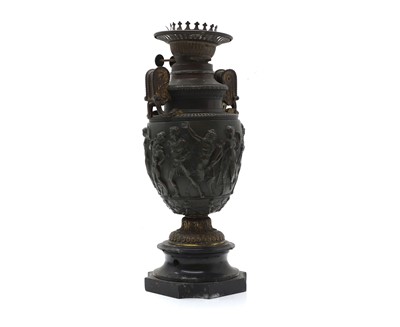 Lot 91 - A neoclassical bronze urn oil lamp