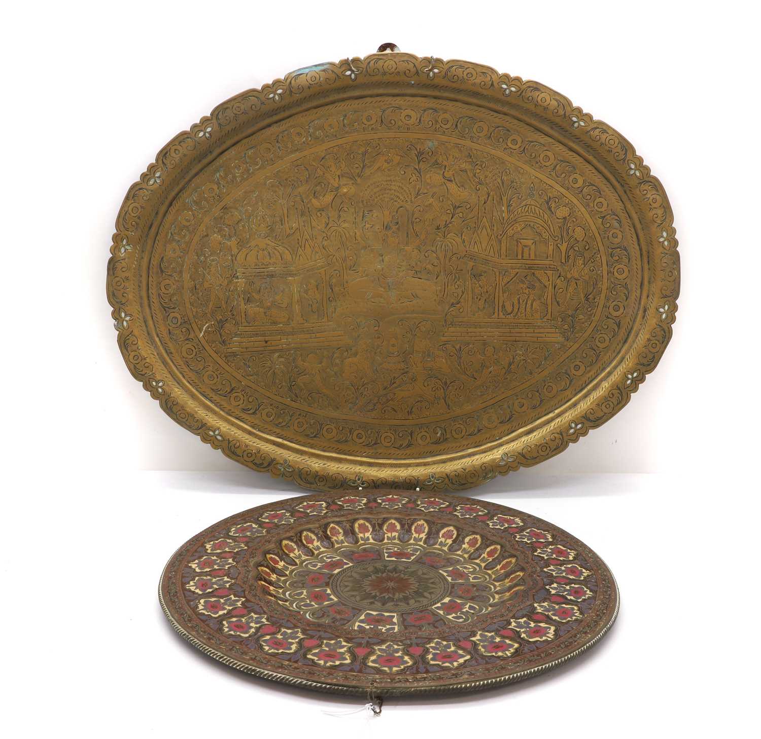 Lot 161 - An oval Indian brass tray