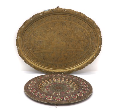 Lot 161 - An oval Indian brass tray