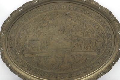 Lot 161 - An oval Indian brass tray