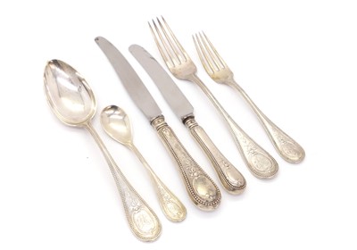Lot 49 - A collection of silver beaded pattern flatware